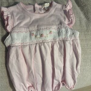 Kissy Kissy Soft Pink Smocked Infant Romper
